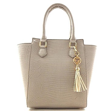 High Quality Lizard Print Tasseled Wing Satchel