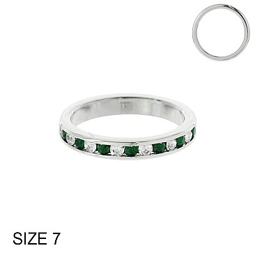 Stylish CZ BAND W/ EMERALD STONES SLR1243EM