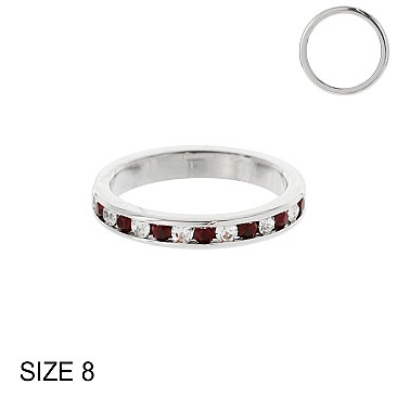 CHIC CZ BAND W/ RUBY STONES SLR1243RU