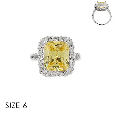 ELEGANT LARGE YELLOW CZ CENTER STONE RING SLR1692