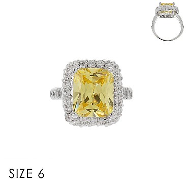 ELEGANT LARGE YELLOW CZ CENTER STONE RING SLR1692