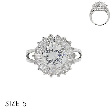 FASHIONABLE ROUND TOP CZ RING SLR1696