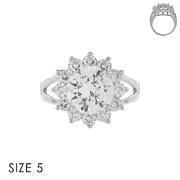 ELEGANT ROUND FLOWER SHAPE CZ RING SLR1699