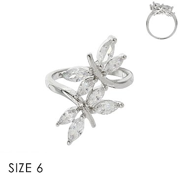 CUBIC ZIRCONIA BUTTERFLY RING SLR1703SI