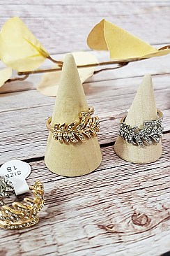 PACK OF (12 PIECES) Crystal Pave Feather Rings