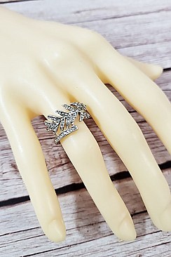 PACK OF (12 PIECES) Crystal Pave Feather Rings