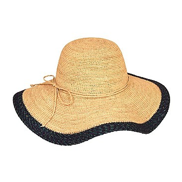 Trendy 2 Tone Crochet Raffia Beach Hat