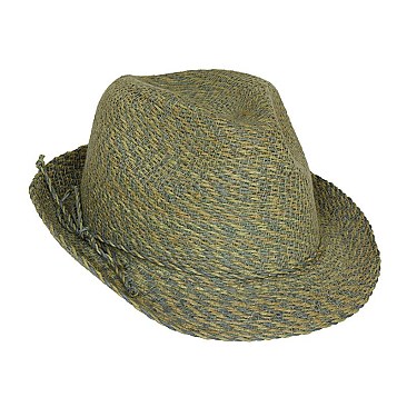 Fashionable Sewn Braid Raffia Fedora