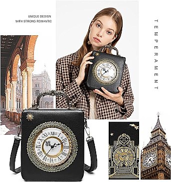 Real Royalty Clock Shoulder & Satchel Handbags