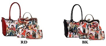 MICHELLE OBAMA 3 PCS TOTE + SATCHEL + WALLET SET