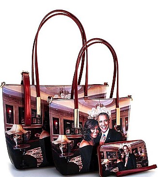 ROYALTY OBAMA PRINT 3 IN 1 SHOPPER SET