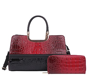 2 In 1 Crocodile Satchel Wallet Set - High Quality