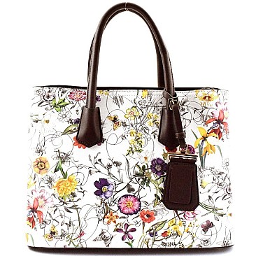 Quality Colorful Flower Print Classic Tote
