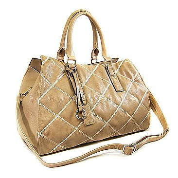 Quilted Tasseled & Stitched Tote