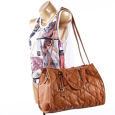 Quilted Tasseled & Stitched Tote