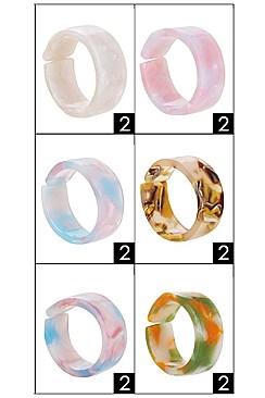 PACK OF (12 PIECES) Opening Adjustable Marble Ring