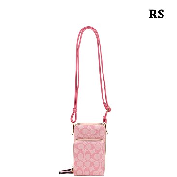 Oval Print Triple-Compartment Cellphone Wallet Messenger Bag