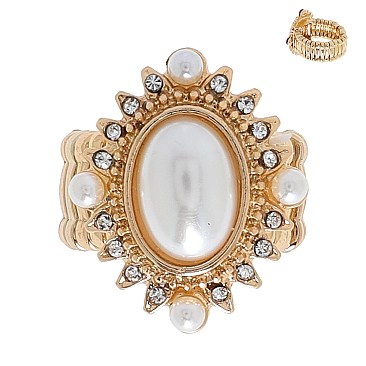 JUMBO CRYSTAL VINTAGE STYLE SUNBURST HALO STRETCH RING