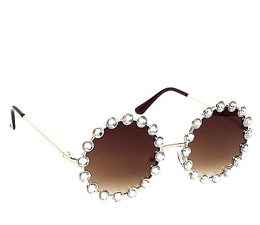 PACK OF 12 	FASHION RHINESTONE ROUND SUNGLASSES