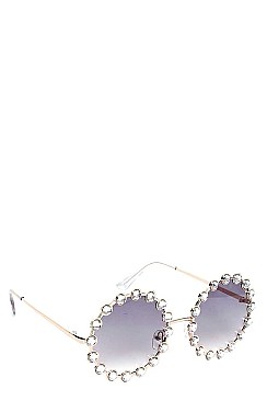 PACK OF 12 	FASHION RHINESTONE ROUND SUNGLASSES
