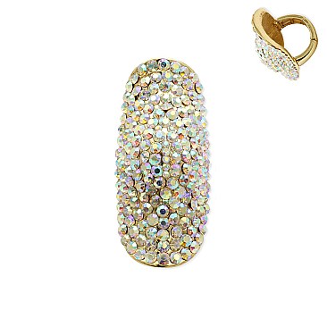 Large Iconic Crystal  Encrusted Knuckle Stretch Ring