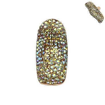 Large Iconic Crystal  Encrusted Knuckle Stretch Ring