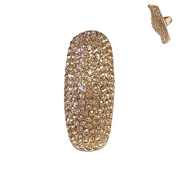 Large Iconic Crystal  Encrusted Knuckle Stretch Ring