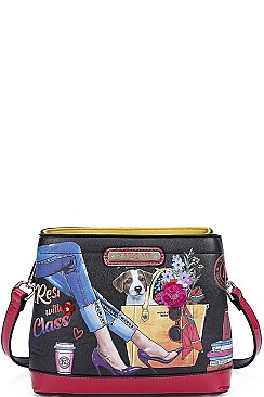 Nicole Lee REST WITH CLASS PRINT CROSSBODY BAG