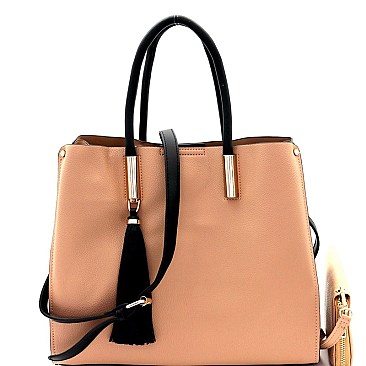 Tassel Accent 3-Compartment Satchel Wallet SET MH-RX7251W