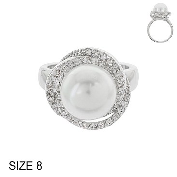 PEARL W/ SWIRL STONE SIZE RING SLRZ0665CL