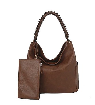 3 IN 1 TRENDY SMOOTH BRAID HANDLE HOBO BAG