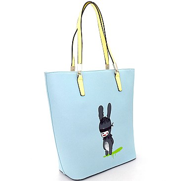 S0365-LP Rabbit Illustration Cute 2-Tone Tote