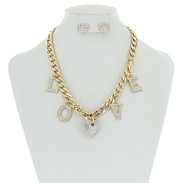 Trendy Chain Nk Set W/ Love Charms SLS1175