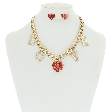 Trendy Chain Nk Set W/ Love Charms SLS1175