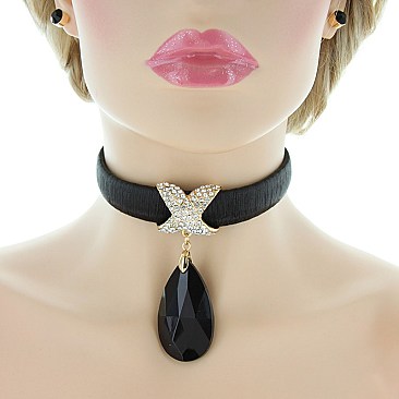 FASHIONABLE CHOKER SET W/ LRG TEARDROP PENDANT SLS1176