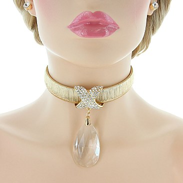 FASHIONABLE CHOKER SET W/ LRG TEARDROP PENDANT SLS1176