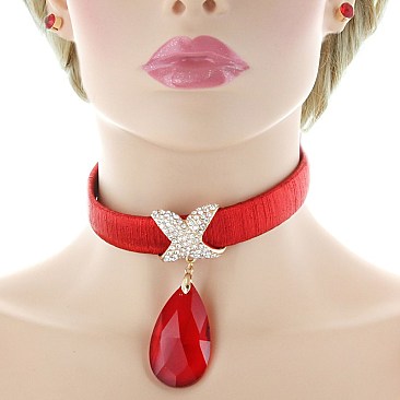 FASHIONABLE CHOKER SET W/ LRG TEARDROP PENDANT SLS1176