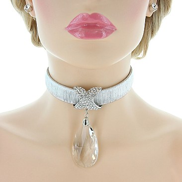 FASHIONABLE CHOKER SET W/ LRG TEARDROP PENDANT SLS1176