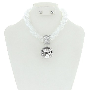 Trendy Beaded Nk Set Lrg Stone Ball Drop SLS1177