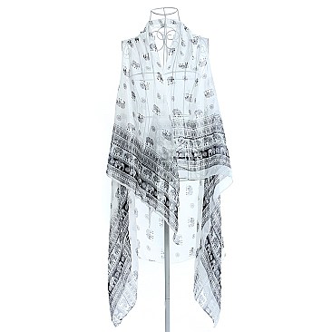 Chic Flowy Lightweight Elephant Print Vest