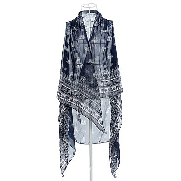 Chic Flowy Lightweight Elephant Print Vest