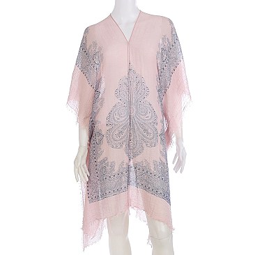 Classy Vintage Print Viscos Ruana SLS2053