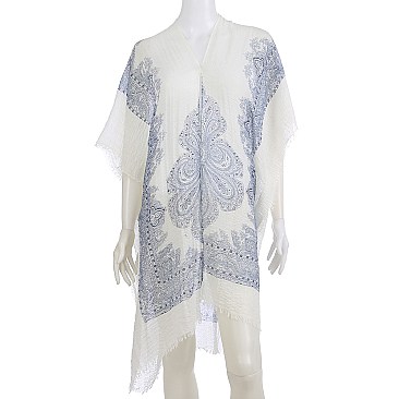 Classy Vintage Print Viscos Ruana SLS2053