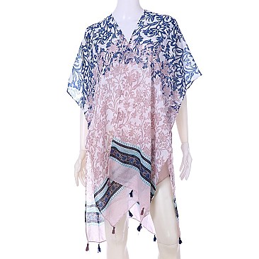 Stylish Lightweight Print Sleek Kimono w/ Tassels SLS2054