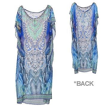 Stunning in Blue Mix Print Long kimono SLS2072