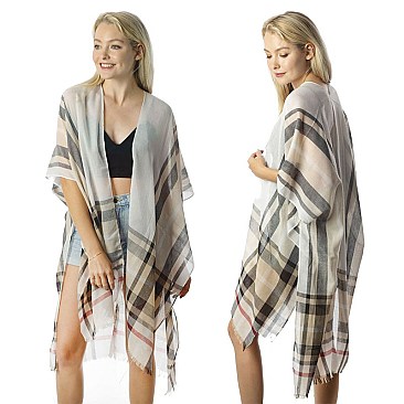 STYLISH SUMMER FASHION PLAID KIMONO SLS2084IV