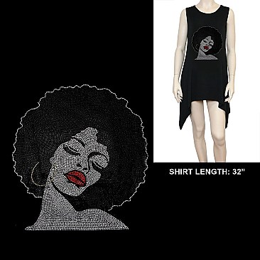 FASHIONABLE SOUL AFRO QUEEN HOTFIX/RHINESTONE SHIRT