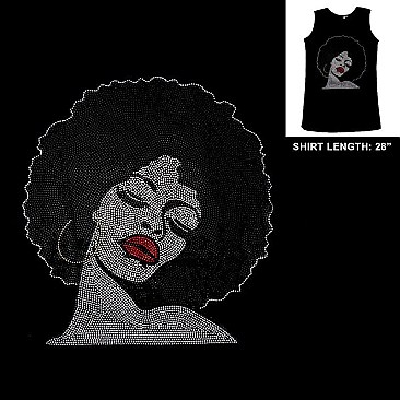 FASHIONABLE SOUL AFRO QUEEN HOTFIX/RHINESTONE TANK TOP SLS2094