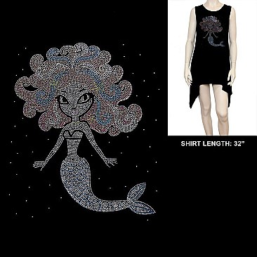 MERMAID HOTFIX/RHINESTONE LONG SHIRT