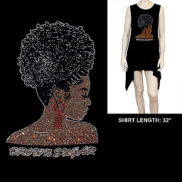 FASHIONABLE BROWN SUGAR HOTFIX RHINESTONES SHIRT